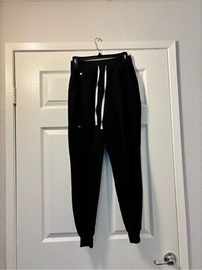 Figs Black Joggers with White Drawstrings